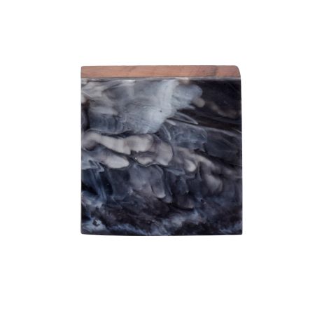 Handmade Dark Grey Wooden and Resin Square Dresser Knobs